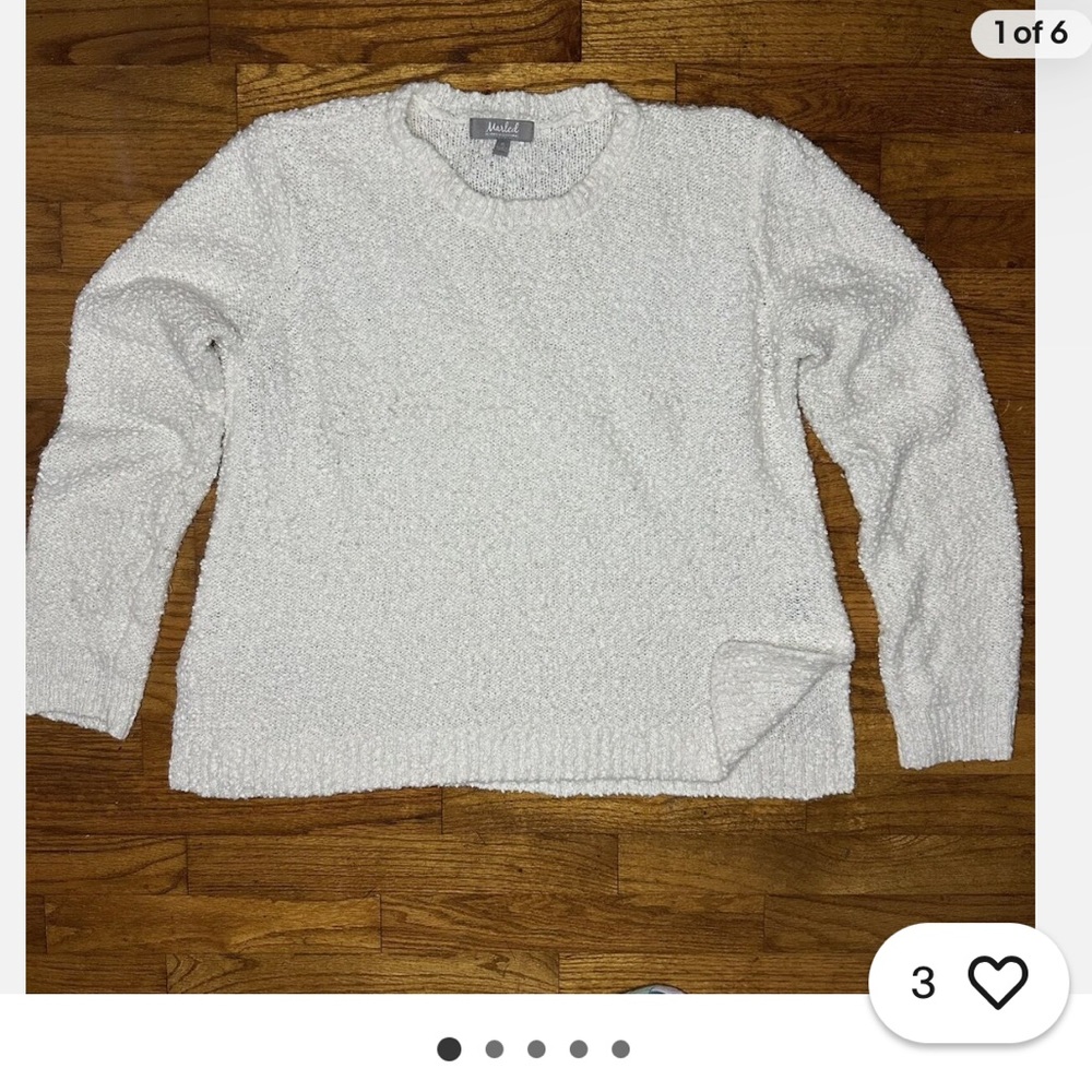 Marled Reunited Clothing Soft Slub Knit Pullover SWEATER S Crew Neck Women